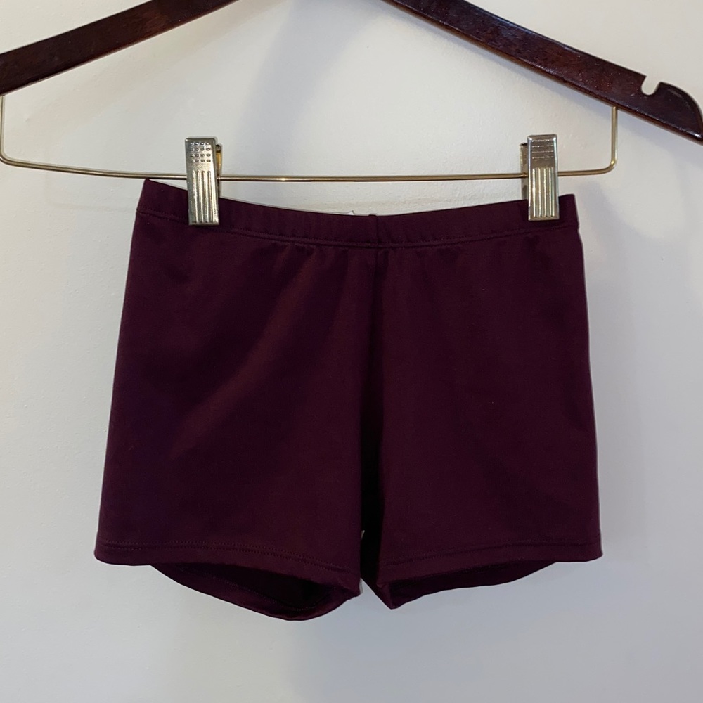 Maroon booty dance/gymnastics shorts